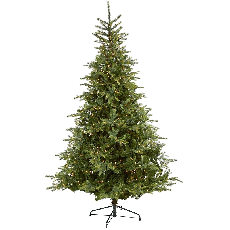 Nearly Natural 8-ft North Carolina Spruce Artificial Christmas Tree with 650 Clear Lights and 1303 Bendable Branches (T1888) image 1