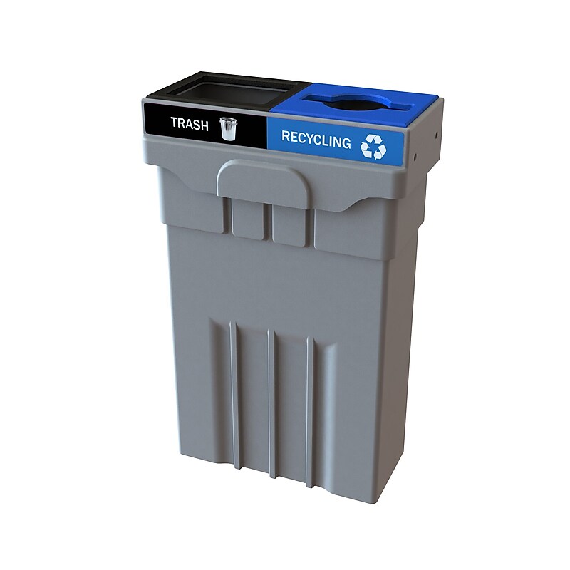 CleanRiver Transition HDPE Dual-Stream Recycling Station, 22 Gallon, Gray (TPM22-2) image 1