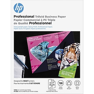 HP Professional Tri-Fold Business Paper, Glossy, 8.5
