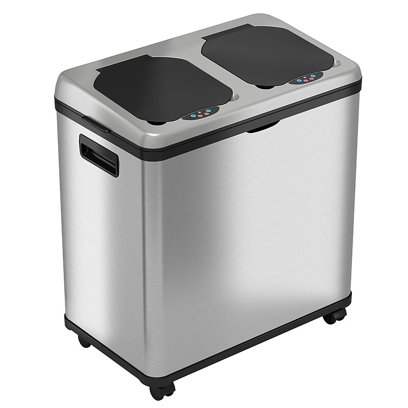 iTouchless Stainless Steel Rectangular Sensor Trash Can and Recycle Bin, 16 Gal., Silver (IT16RES) image 1