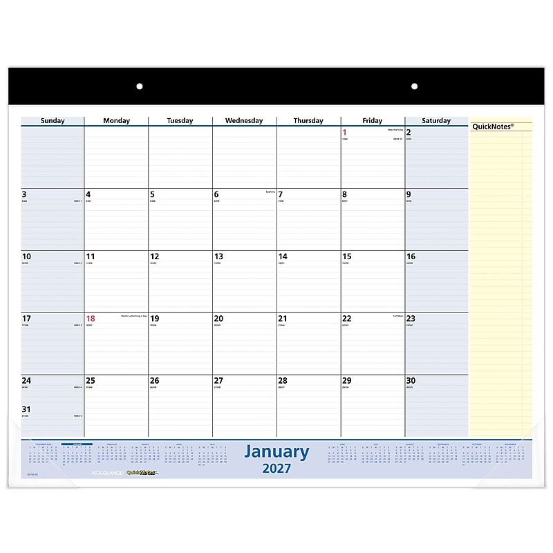 2027 AT-A-GLANCE QuickNotes 21.75" x 17" Monthly Desk Pad Calendar (SK700-00-27) image 1