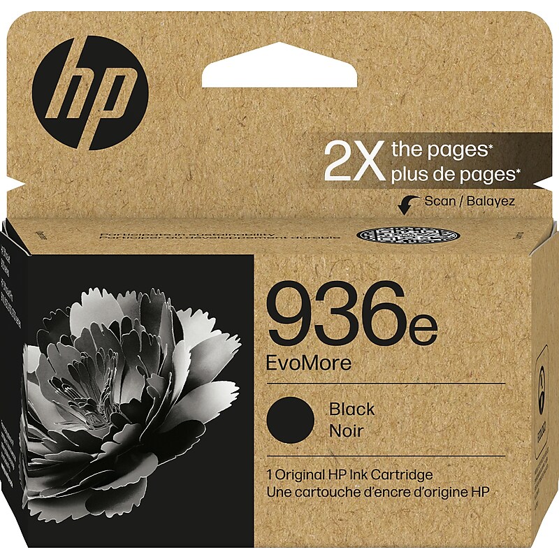 HP 936e EvoMore Black High Yield Ink Cartridge, Prints Up to 2,500 Pages (4S6V6LN) image 1