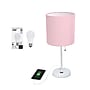 Creekwood Home Oslo 19.5" LED Table Lamp with USB Port, White Base/Light Pink Shade (CWT-2011-PO-LB)~#|#~1EFF1494-B39B-4D94-B2226DA9CA51D7B1_sc7