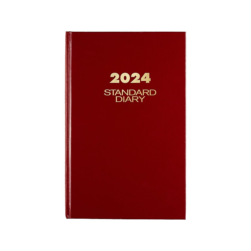 2024 AT-A-GLANCE Standard Diary 7.75" x 12" Daily Diary, Hardsided Cover, Red/Gold (SD376-13-24) image 1