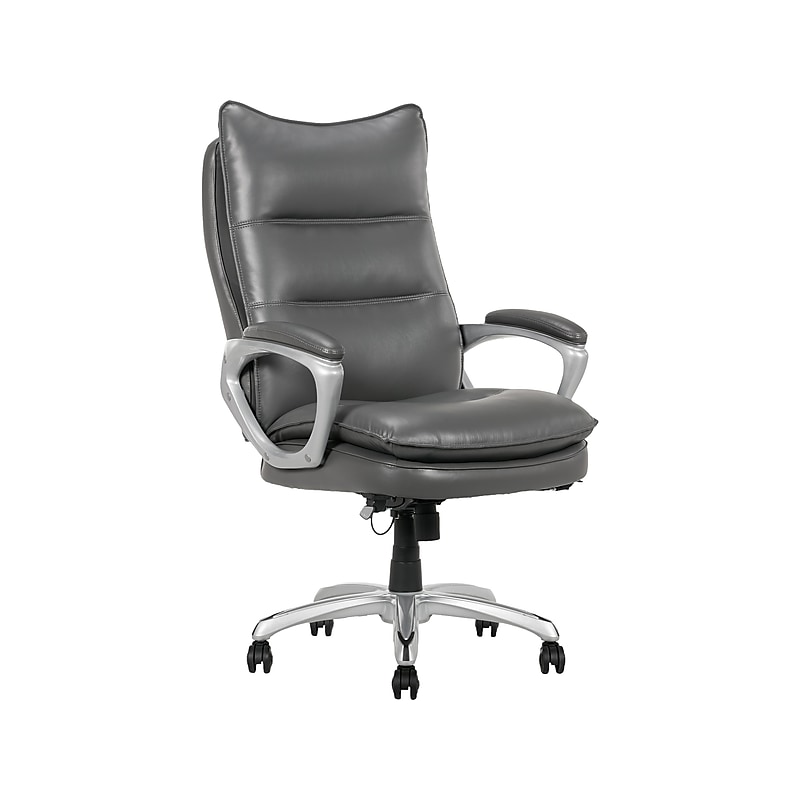 La-Z-Boy Jenkins Ergonomic Bonded Leather Executive Big & Tall Chair, 400 lb. Capacity, Gray (60075-GRY) image 1