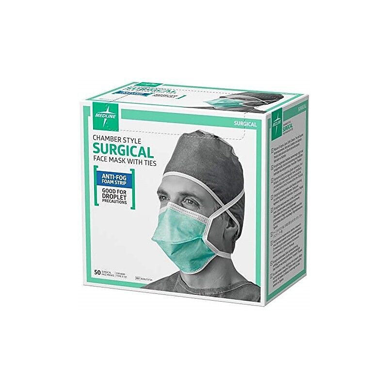 Medline Disposable ASTM Level 1 Surgical Face Masks with Foam Strip, Green, 300/Pack (NON27373A) image 1