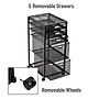Mind Reader 5-Drawer Mobile Cart with Drawers Laundry Organizer Utility Cart with Wheels, Metal, Black (5TWHEEL-BLK)~#|#~1F15A6C0-CCA7-4273-AB83A2BAD615C927_sc7