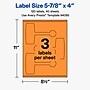 Avery Laser/Inkjet Sealing Labels, 5-7/8" x 4", Bright Orange, 120 Labels/Box (19479370794)~#|#~1F1BED7B-9EFB-4F2D-A3AA245CF7071FED_sc7