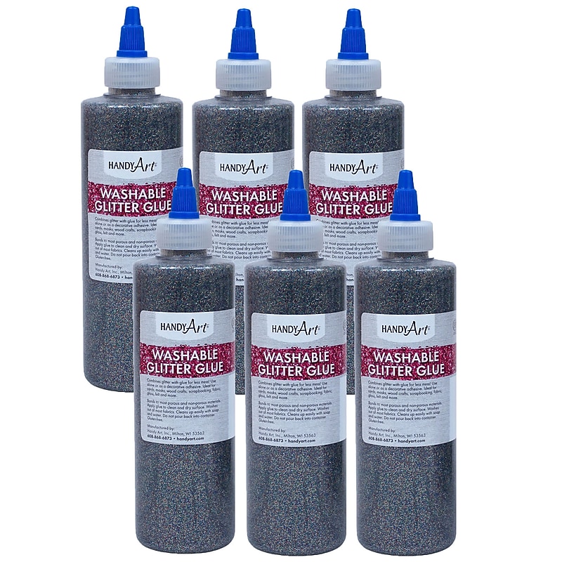 Handy Art Glitter Washable Glue, 8 oz., 6/Pack (RPC146100-6) image 1