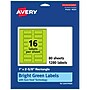 Avery Printable Rectangle Multipurpose Labels, 1" x 2-5/8", Bright Green, 1280/Box (94201)~#|#~1F3382B9-9CCD-4198-894A95A993E4596F_sc7