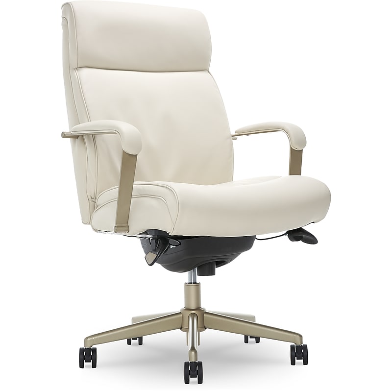 La-Z-Boy Melrose Ergonomic bonded Leather Swivel Executive Chair, White (CHR10084B) image 1