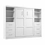Bestar Pur Full Murphy Bed and 2 Shelving Units with Drawers (109W), White (26894-17)~#|#~1F3C9D04-0F66-4F7C-B5634A6F25045A74_sc7