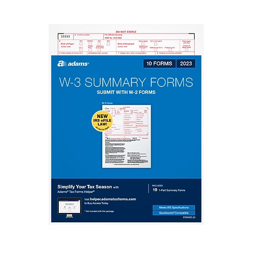 Adams 2023 W3 Tax Forms, 10/Pack (STAXW323) Staples
