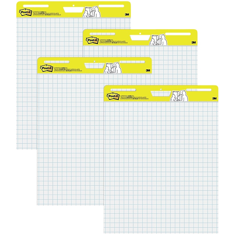 Post-it Super Sticky Wall Easel Pad, 25" x 30", Grid Lined, 30 Sheets/Pad, 4 Pads/Pack (560VAD4PK) image 1