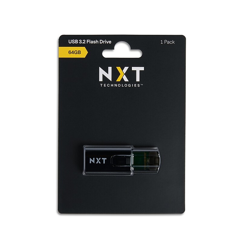 NXT Technologies 64GB USB 3.2 Type-A Flash Drive, Black (NX61123) image 1