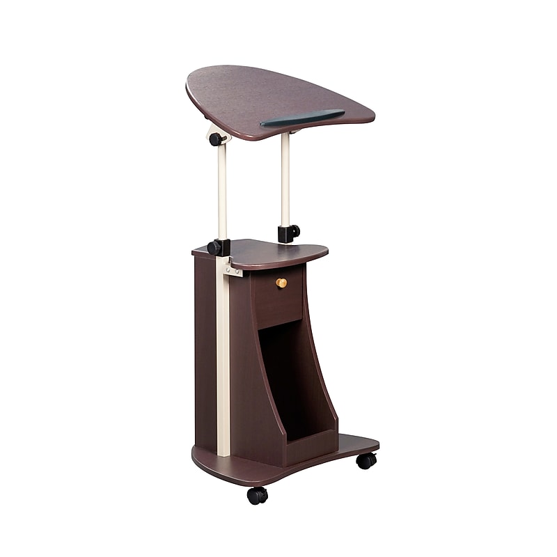 Techni Mobili 22"W Manual Adjustable Standing Laptop Cart, Chocolate (RTA-B005-CH36) image 1