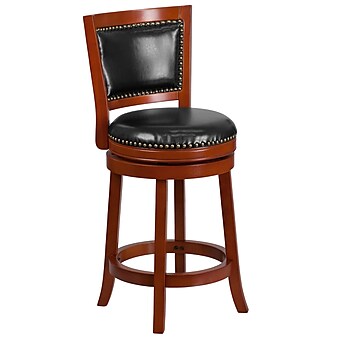 Flash Furniture Transitional LeatherSoft Counter Height Swivel Stool with Back, Light Cherry (TA355526LCCTR)