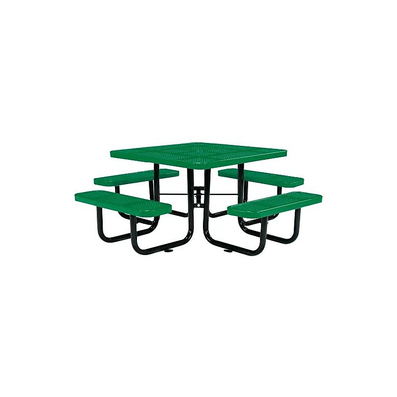 Global Industrial 46" Square Outdoor Steel Picnic Table, Perforated Metal, Green (694551GN) image 1