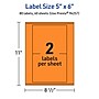 Avery Laser/Inkjet Multipurpose Rectangle Labels, 5" x 6", Bright Orange, 80/Pack (94257)~#|#~1F6A3C8C-F41C-4571-86405E55F6C9F365_sc7