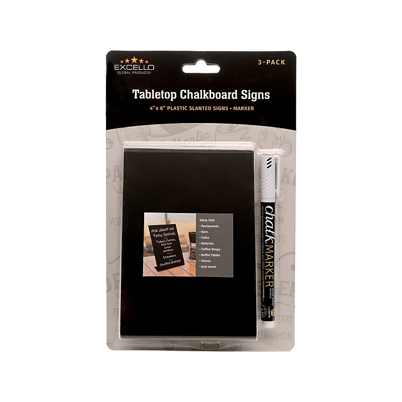 Excello Global Products Black Chalkboard, 6" x 4", 3/Pack (EGP-HD-0509-S) image 1