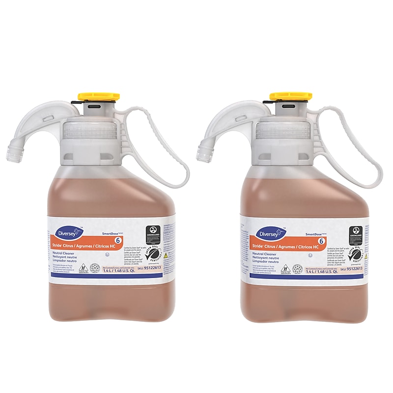 Diversey Stride Neutral Floor Cleaner, SmartDose, 1.4L, 2 Bottles/Carton (95122613) image 1