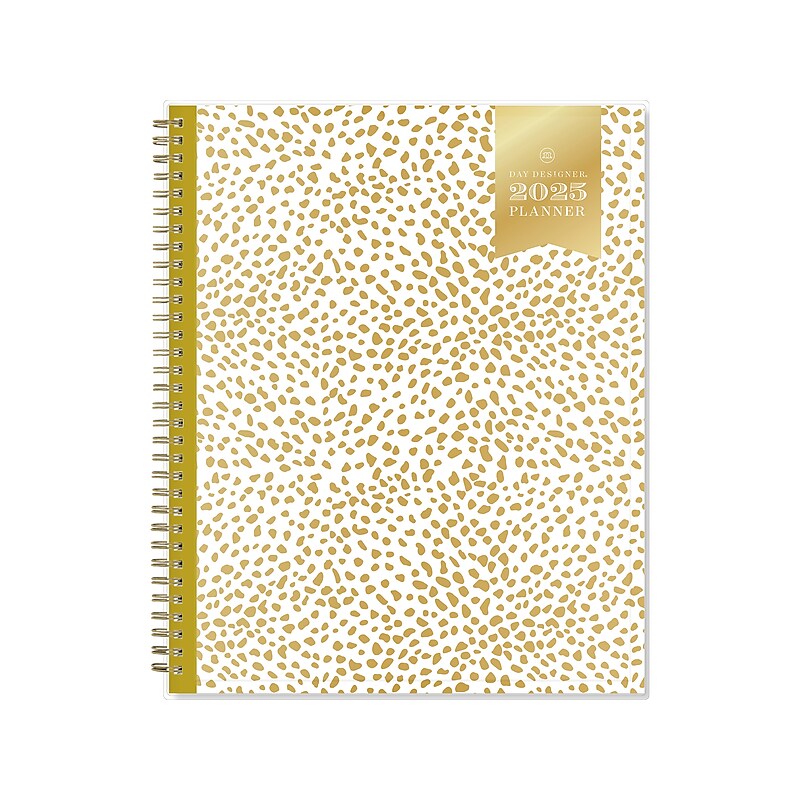 2025 Blue Sky Day Designer Gold Spotty 8.5" x 11" Weekly Planner, Plastic Cover, Gold/White (148132) image 1