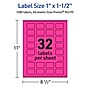 Avery Laser/Inkjet Rectangle Multipurpose Labels, 1" x 1.5", Neon Magenta, 1280/Pack (94219)~#|#~1F82FF24-9CB8-43FD-99175B49C72B35FA_sc7