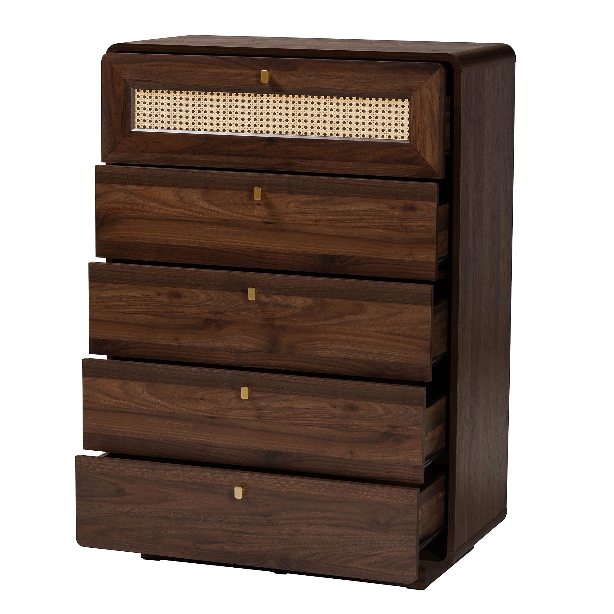 Baxton Studio Jenibelle 45″H Chest, 5-Drawers, Walnut Brown/Brown (242-13508-HiT) Sansujyuku sansujyuku.com