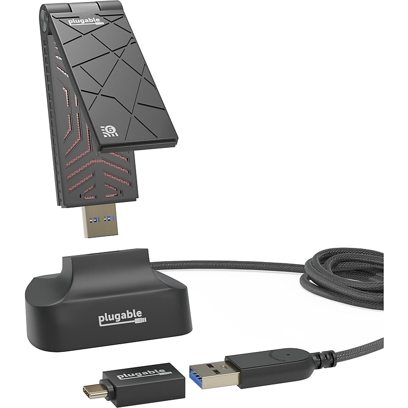 Plugable AX1800 Wi‑Fi 6 Dual‑Band USB Adapter, Black (USB‑WIFIAX) image 1