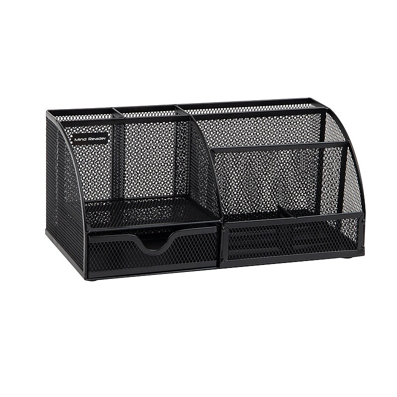 Mind Reader 7-Compartment Metal Desk Organizer File and Accessory Storage, Black (JOEORG-BLK) image 1