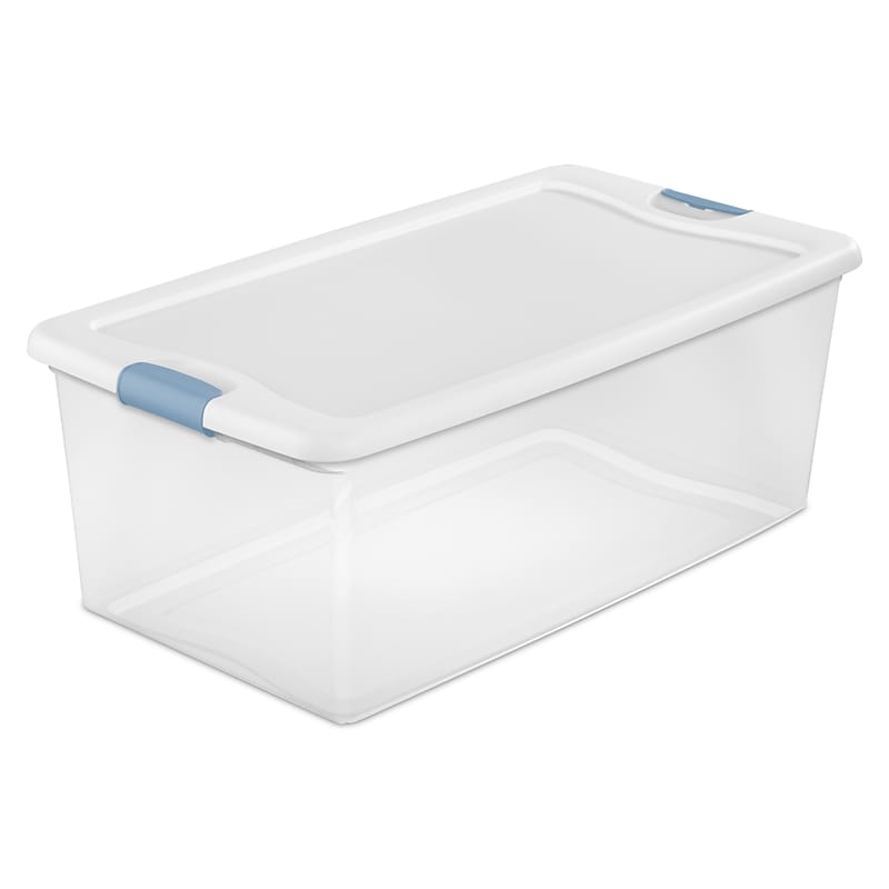 Sterilite 106 Quart Latching Storage Bin with Lid, Plastic, White (14998004) image 1