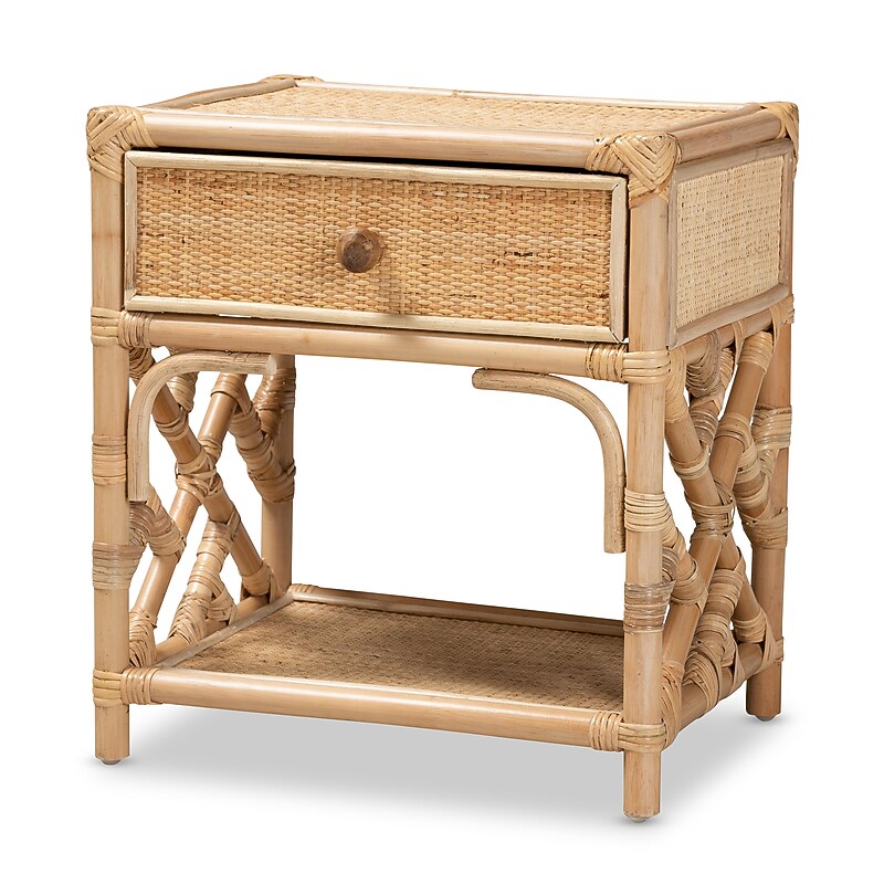bali & pari Camara 17.7"W x 13.8"D Natural Rattan Nightstand, Natural (208-12689-HiT) image 1