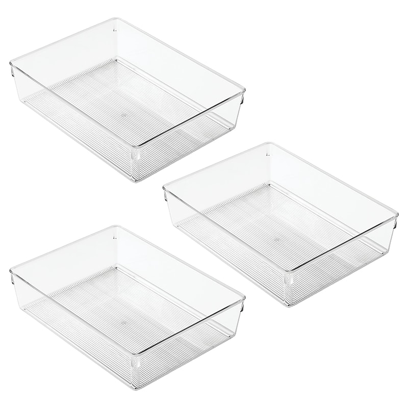 iDESIGN 3-Piece Plastic Drawer Organizer, Clear (28002M3) image 1