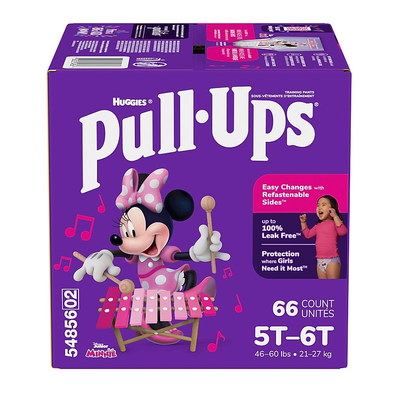 Huggies Pull-Ups Potty Training Pants, Girls 5T-6T, 66/Carton (54856) image 1