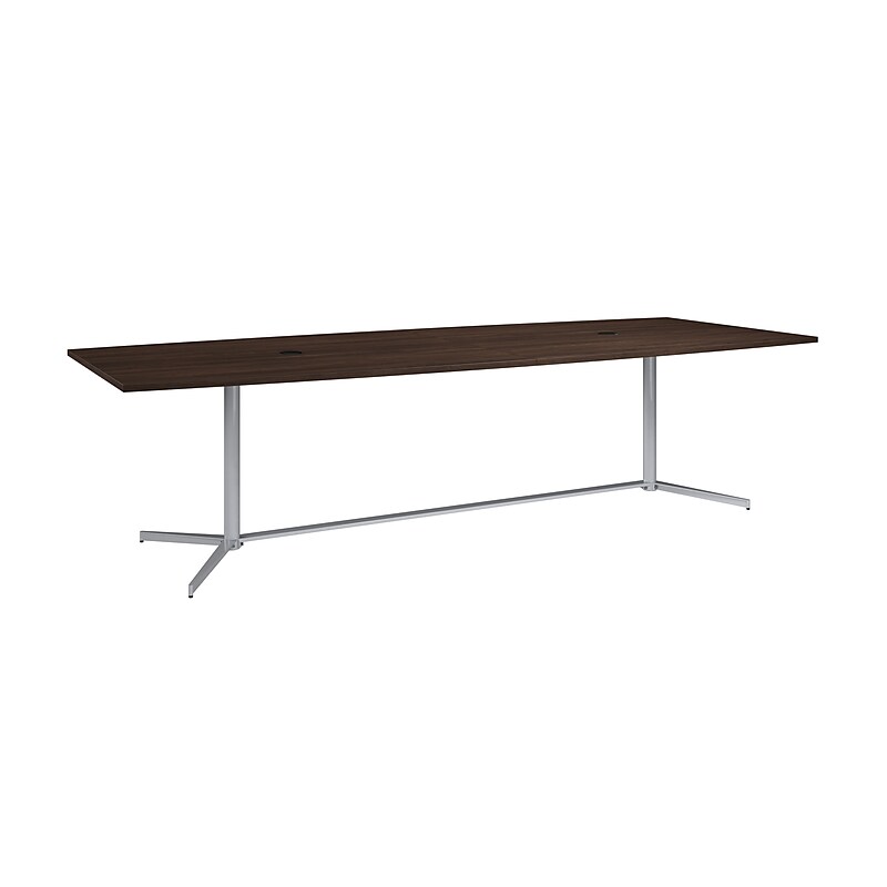 Bush Business Furniture 120W x 48D Boat Shaped Conference Table with Metal Base, Black Walnut (99TBM120BWSVK) image 1