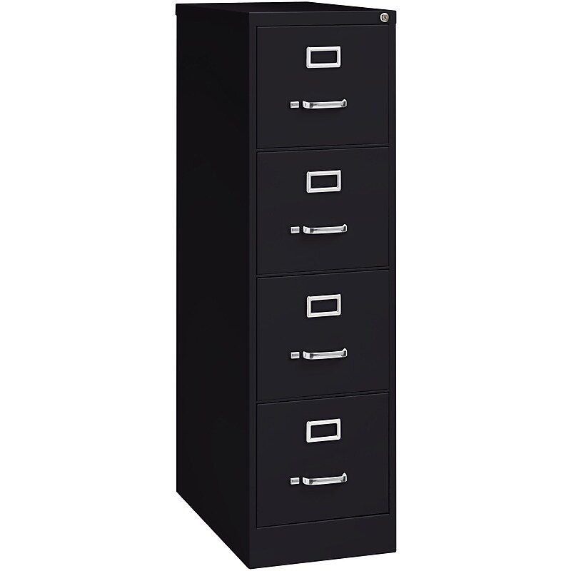 Lorell Commercial 4-Drawer Vertical File Cabinet, Letter Size, Lockable, 52"H x 15"W x 26.5"D, Black (LLR60191) image 1