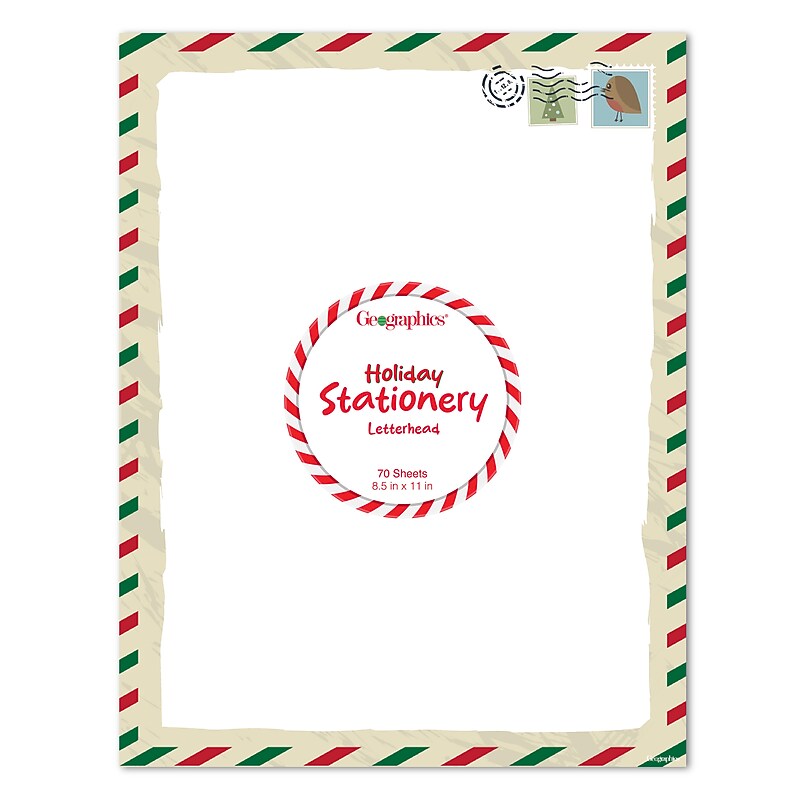 Geographics Holiday Postcard Letterhead, Multicolored, 70 Sheets/Pack (50056) image 1