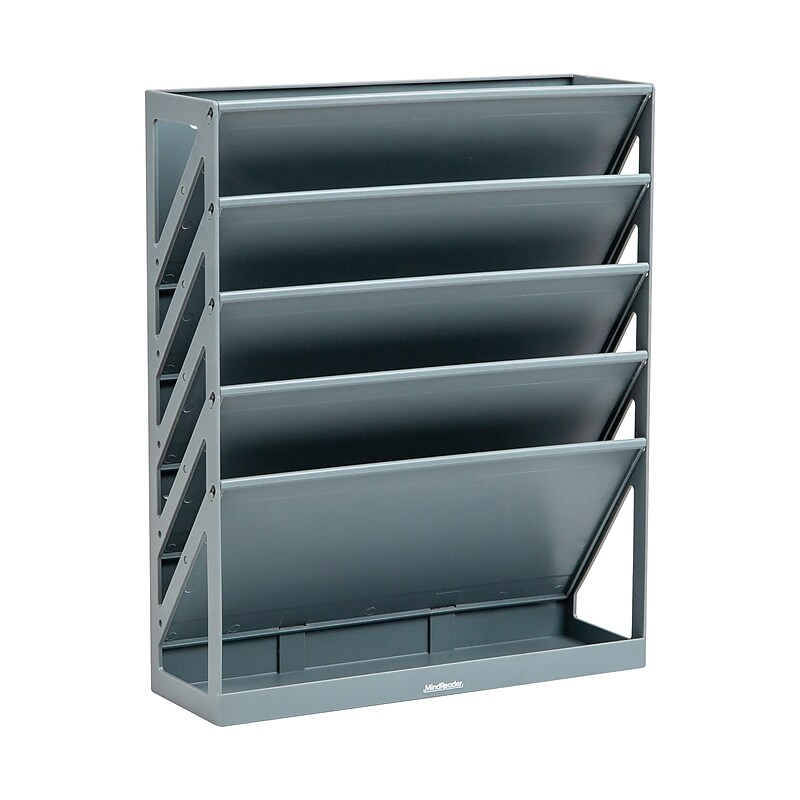 Mind Reader 5-Compartment Mountable Plastic Vertical File Storage, Gray  (WALLANCH-GRY) image 1