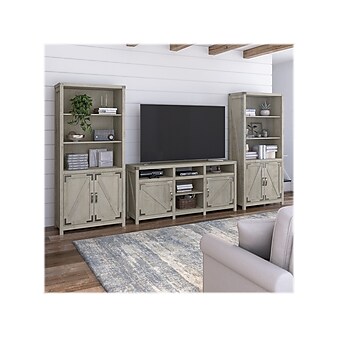 kathy ireland® Home by Bush Furniture Cottage Grove TV Stand, Screens up to 70", Cottage White (CGR021CWH)