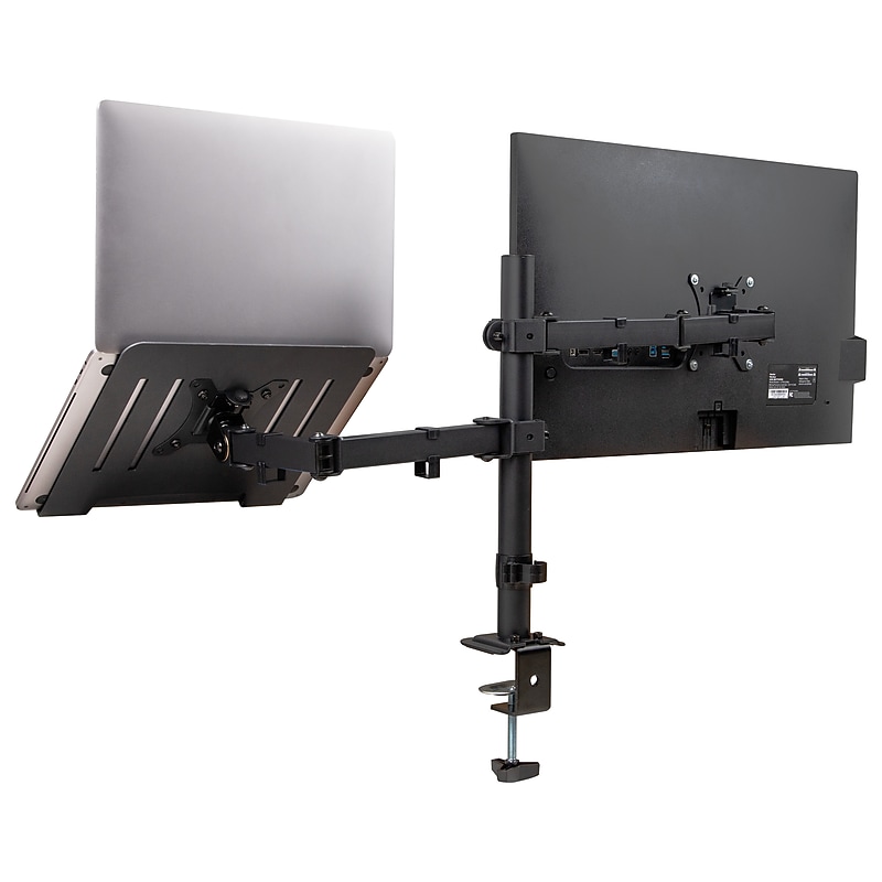 Mind Reader Adjustable Dual Arm Monitor and Laptop Desk Mount for 17" - 32", Black (ARMTAB-BLK) image 1