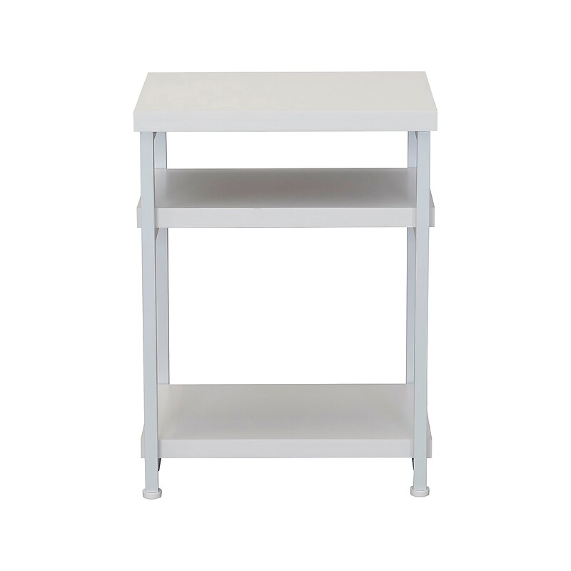 Household Essentials Jamestown 18"W x 17"D Laminate Side Table, 2 Shelves, Scandinavian White/White (8201-1) image 1