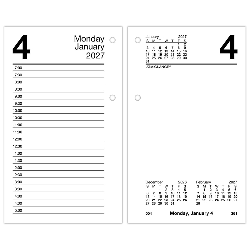 2027 AT-A-GLANCE 6" x 3.5" Daily Calendar Refill Pages, White (E717-50-27) image 1