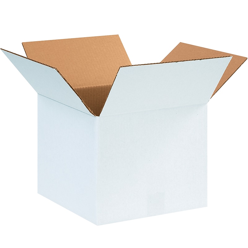 12" x 12" x 10" Shipping Boxes, 32 ECT, White, 25/Bundle (121210W) image 1
