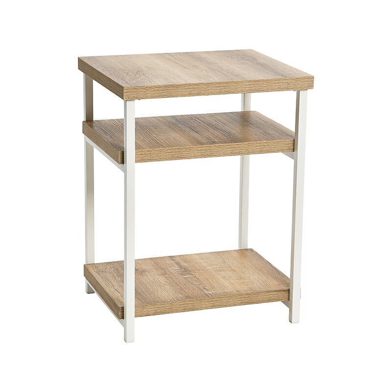 Household Essentials Jamestown 18"W x 17"D Laminate Side/End Table, 2 Shelves, Coastal Oak/White (8230-1) image 1