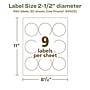 Avery EcoFriendly Laser/Inkjet Circle Multipurpose Labels, 2-1/2" Dia., White, 450/Box (94502)~#|#~1FE63ACA-B968-4524-B3056D0ECF9EB0AE_sc7