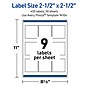 Avery Waterproof Square Laser Multipurpose Labels, 2.5" x 2.5", White, 450/Box (19479399474)~#|#~1FE6469E-A112-4A48-ABE62B9638AE3C0B_sc7