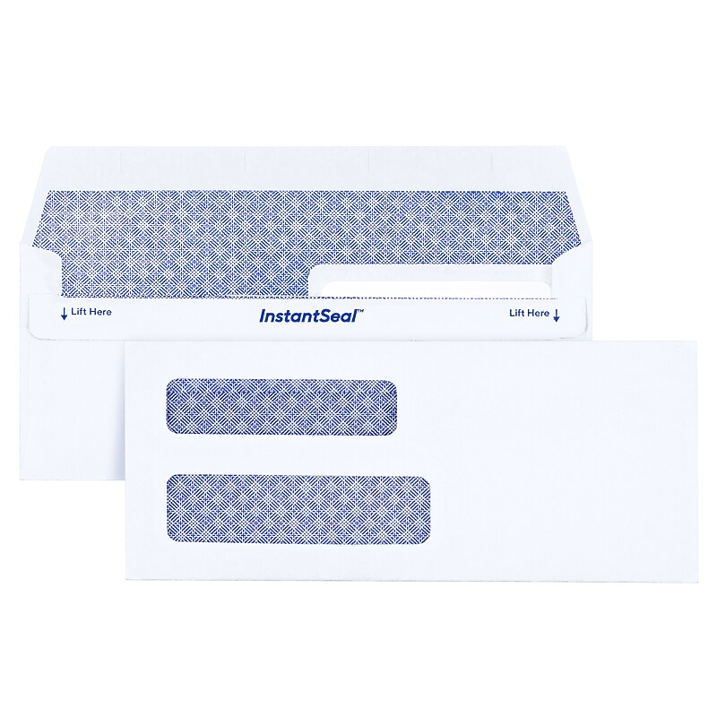 Staples InstantSeal Security Tinted #8 Double Window Envelopes, 3 5/8" x 8 5/8", White, 500/Box (ST63337) image 1
