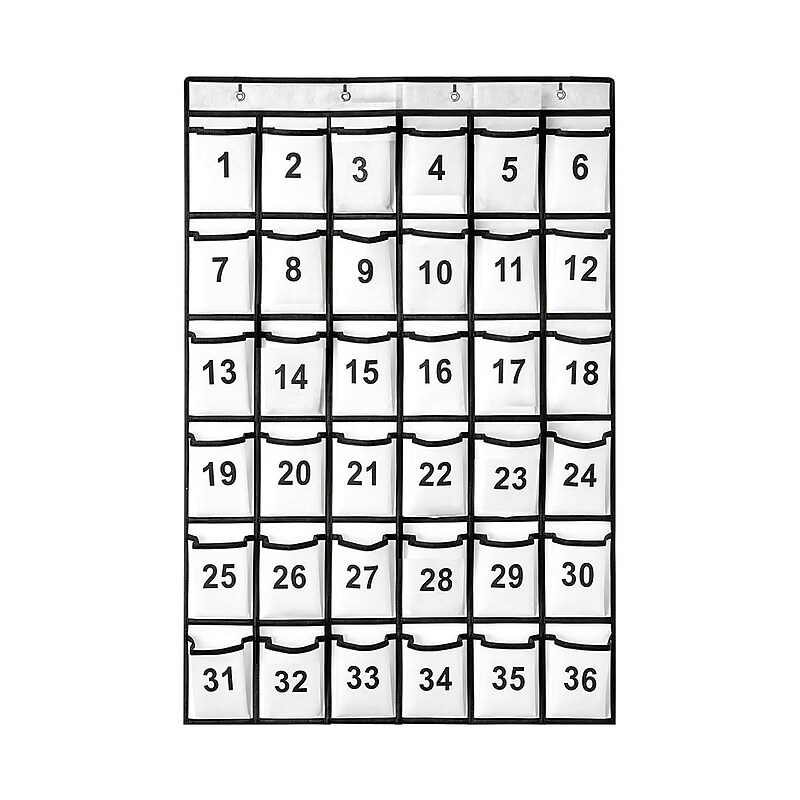 Kore Design Non-Woven Fabric Hanging Classroom Cell Phone Organizer, 38.5" x 25.7" x 0.5", White (KD-PS3652) image 1