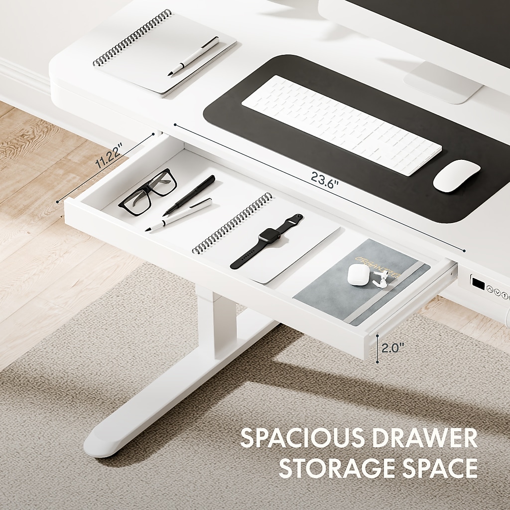 Open drawer with organized desk accessories