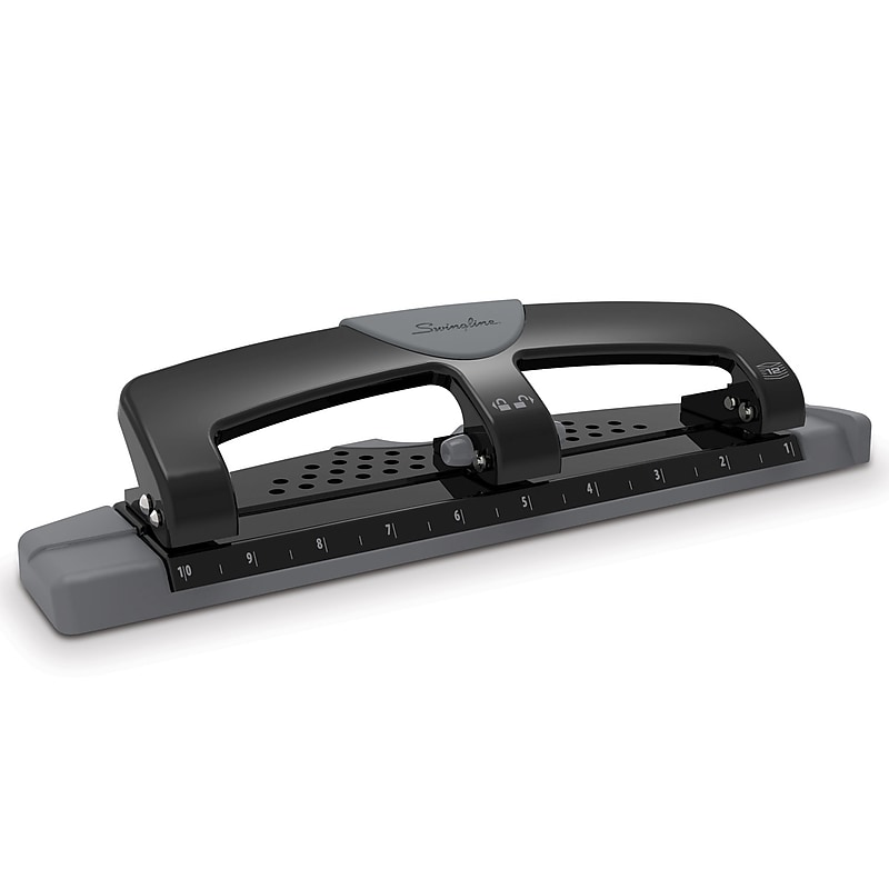 Swingline SmartTouch Low Force Desktop 3-Hole Punch, 12 Sheet Capacity, Black/Gray (A7074134) image 1